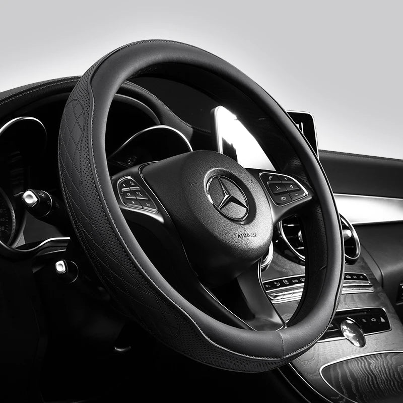 Napa Leather Perforated Patchwork Car Steering Wheel Cover