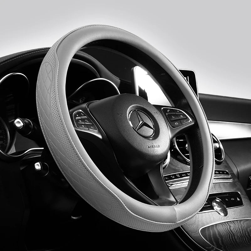 Napa Leather Perforated Patchwork Car Steering Wheel Cover