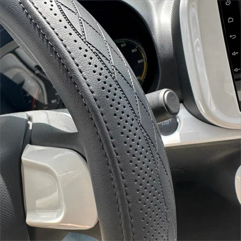 Napa Leather Perforated Patchwork Car Steering Wheel Cover