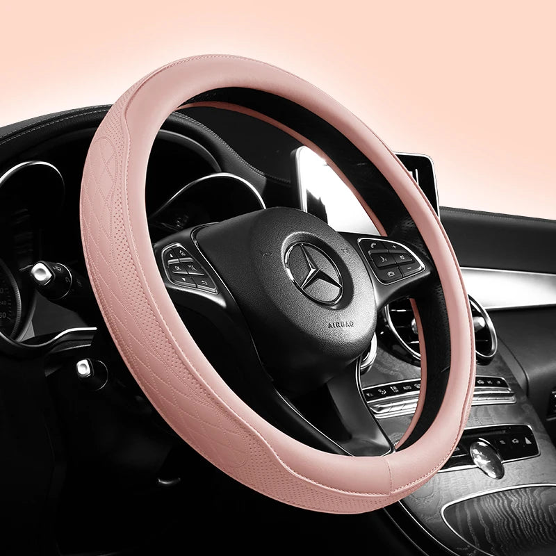 Napa Leather Perforated Patchwork Car Steering Wheel Cover
