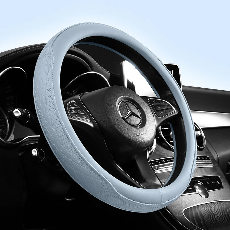 Napa Leather Perforated Patchwork Car Steering Wheel Cover